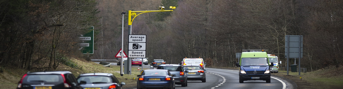 average speed camera overlooking A class road with traffic